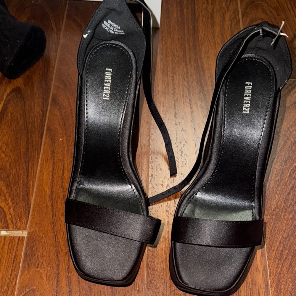 Forever 21 Black Strappy Heels